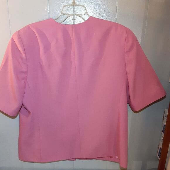 Pendleton Barbie Pink 3 Button Boxy Cropped V-neck Blazer sz 16 - Picture 4 of 4